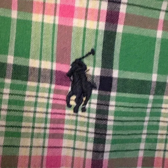 Ralph Lauren Toddler Boys Green Pink Plaid Short Sleeve Button Down Shirt 3T - Picture 2 of 4